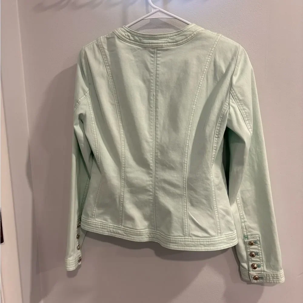 White House Black Market Light Mint Green Jacket Beautifully Military Style - Picture 13 of 16